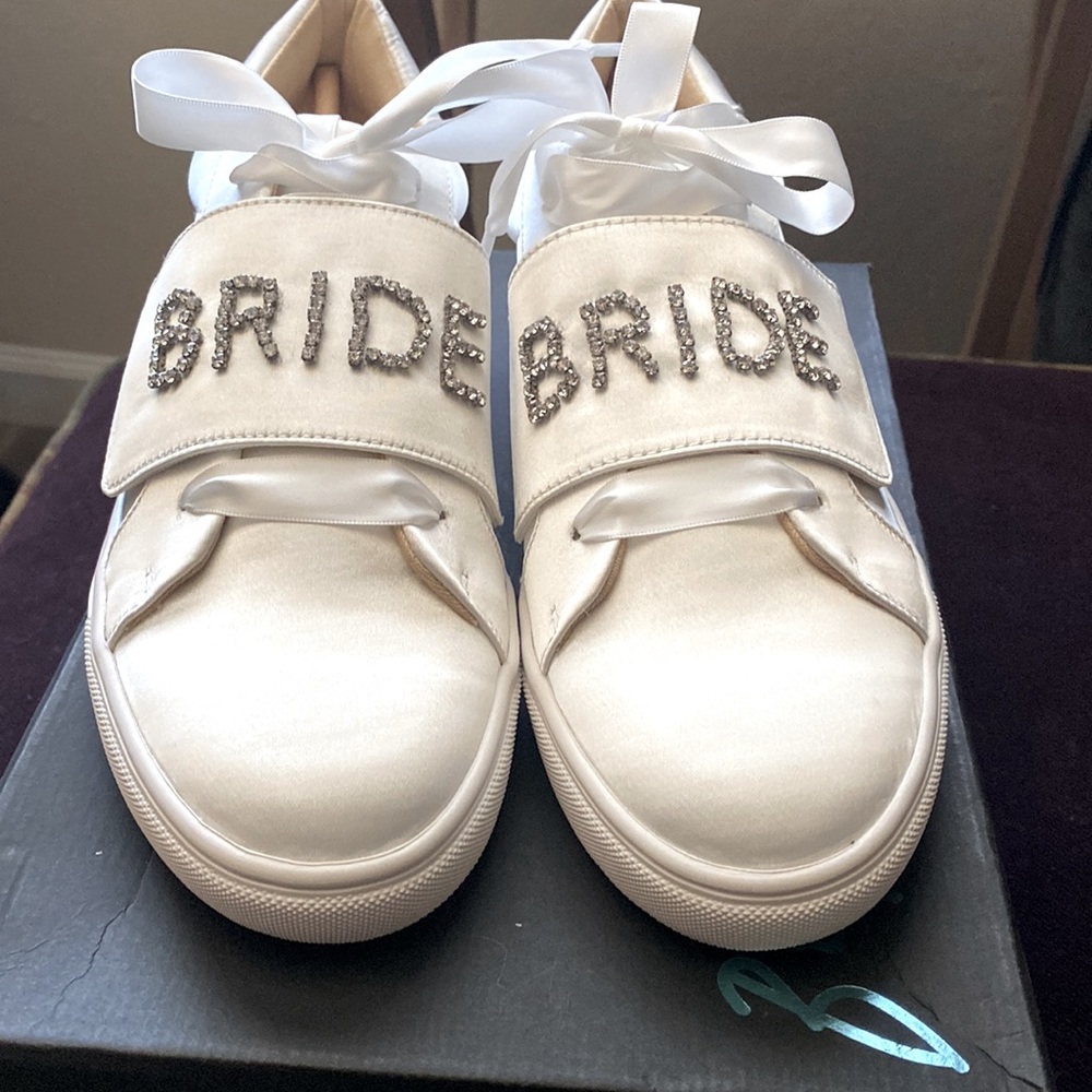 Betsey Johnson “Bridal” Liana Ivory Satin sneakers never worn